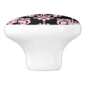 Lichtroze en zwarte Damask Elegant Chic Bedroom Keramische Knop (Zijkant)