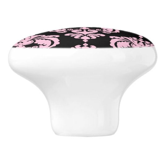 Lichtroze en zwarte Damask Elegant Chic Bedroom Keramische Knop (Zijkant)