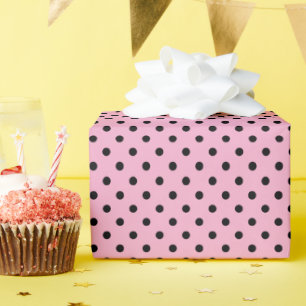 Lichtroze en zwarte stippen cadeaupapier
