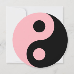 Lichtroze en zwarte Yin Yang Symbol Birthday Kaart