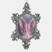 Lichtroze engel vleugel symbool tin sneeuwvlok ornament (Links)