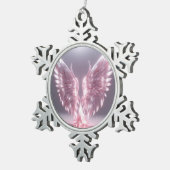 Lichtroze engel vleugel symbool tin sneeuwvlok ornament (Rechts)