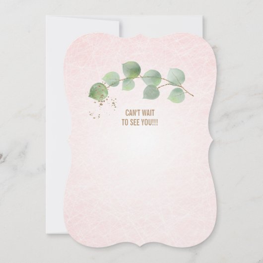 Lichtroze Eucalyptus Custom Cocktail Party Kaart (Achterkant)