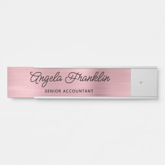 Lichtroze Faux Metallic Folie Deurbordje (Voorkant)