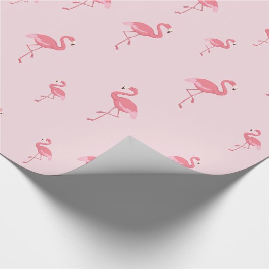 lichtroze flamingpatroon cadeaupapier (Hoek)