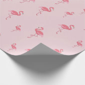 lichtroze flamingpatroon cadeaupapier (Hoek)