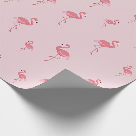 lichtroze flamingpatroon cadeaupapier (Hoek)