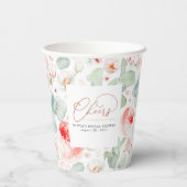 Lichtroze Floral Elegant Cheers Papieren Bekers (Achterkant)