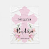 Lichtroze Floral met Cross Baptisme Fleece Deken (Voorkant)