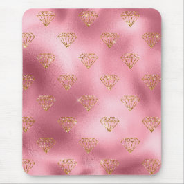 Lichtroze folie & goud glans glitter diamanten muismat