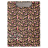 Lichtroze Folie & goudglam Glitter Lopard Spots Klembord (Voorkant)