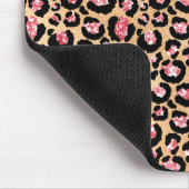 Lichtroze Folie & goudglam Glitter Lopard Spots Muismat (Hoek)