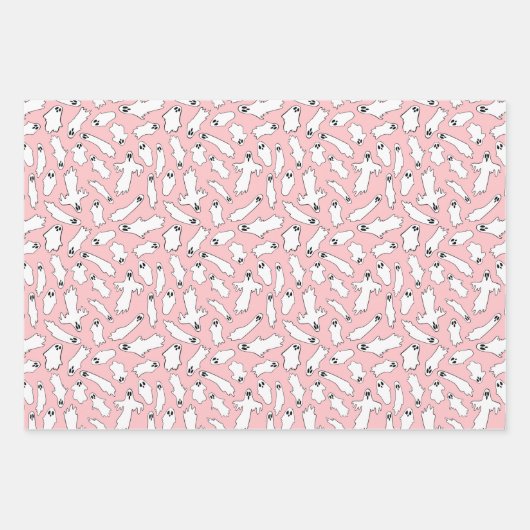 Lichtroze geesten vlekken haktpatronen inpakpapier vel (Voorkant)