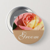 Lichtroze gele roodbruinroos trouwknop voor groom ronde button 7,6 cm (Voorkant /achterkant)