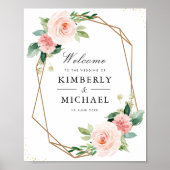 lichtroze geometrische bruiloft poster (Voorkant)