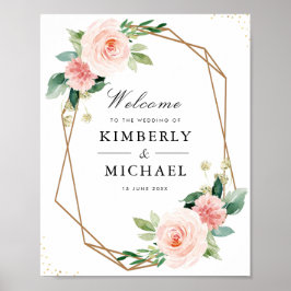 lichtroze geometrische bruiloft poster