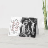 Lichtroze geometrische typografie 2025 Nieuwjaar Feestdagen Kaart (Voorkant)