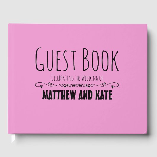 Lichtroze gepersonaliseerd uniek huwelijksgastenbo gastenboek (Voorkant)