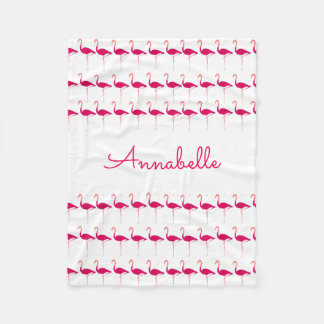 Lichtroze gepersonaliseerde Waterverf flamingo pri Fleece Deken