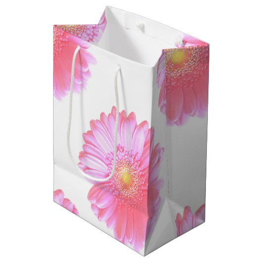 Lichtroze gerbera daisy medium cadeauzakje (Voorkant Gekanteld)