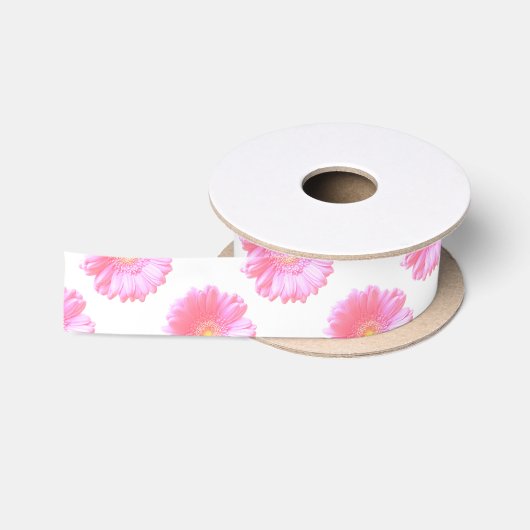 Lichtroze gerbera daisy satijnen lint (Spoel)