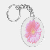 Lichtroze gerbera daisy sleutelhanger (Voorkant Links)