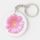 Lichtroze gerbera daisy sleutelhanger (Achterkant)