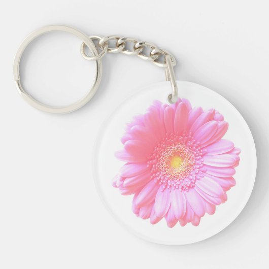 Lichtroze gerbera daisy sleutelhanger (Voorkant)
