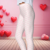 Lichtroze Geruite Hart Valentijnsdag Leggings