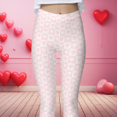 Lichtroze Geruite Hart Valentijnsdag Leggings