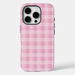 Lichtroze geruite patroon iPhone 16 pro hoesje