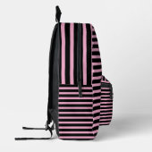 Lichtroze gestreepte rugzak op zwart (Links)