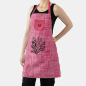 Lichtroze getextureerde stof met zwart kruidenmoti schort (Insitu)