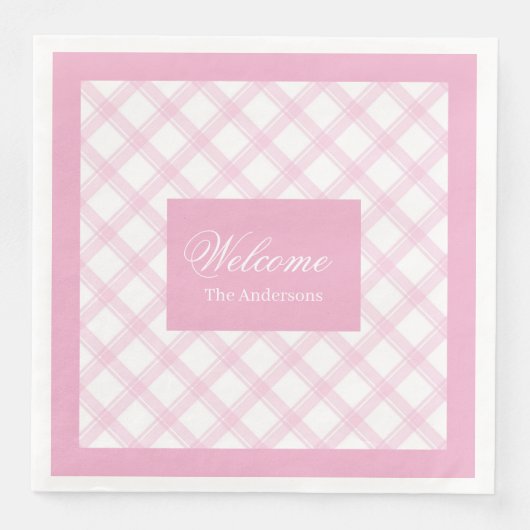 Lichtroze geverfde servetten gepersonaliseerd en c (Voorkant)