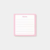 Lichtroze gevoerd Sticky Note Pad (Voorkant)
