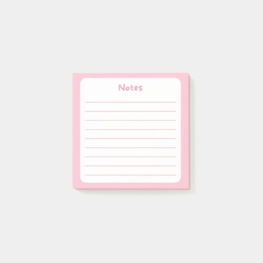 Lichtroze gevoerd Sticky Note Pad (Voorkant)