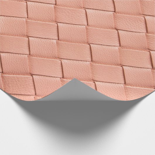 Lichtroze geweven ledertextuur cadeaupapier (Hoek)