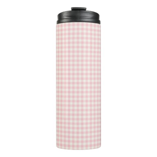 Lichtroze Gingham Patroon Thermische Tumbler Thermosbeker (Voorkant)