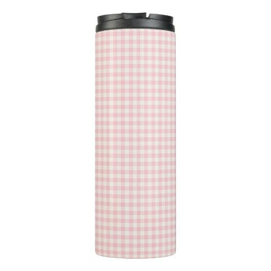 Lichtroze Gingham Patroon Thermische Tumbler Thermosbeker (Achterkant)