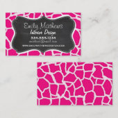 Lichtroze Giraffe Animal Print; Retro schoolbord Visitekaartje (Voorkant / Achterkant)