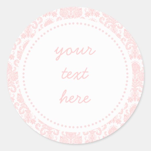 Lichtroze Girly Damask Label (Voorkant)