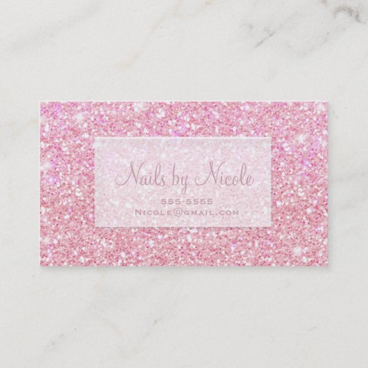 Lichtroze Glitter Chic Glam Glitzy Salon Spa Visitekaartje (Achterkant)