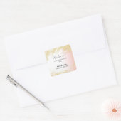 Lichtroze Glitter Gouden Splash Bruiloft Welkom Vierkante Sticker (Envelop)