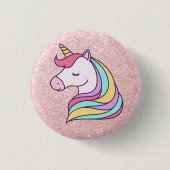 Lichtroze glitter Magical Unicorn Ronde Button 3,2 Cm (Voorkant)