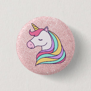 Lichtroze glitter Magical Unicorn Ronde Button 3,2 Cm