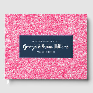 Lichtroze Glitter Print Blauw accent Gastenboek