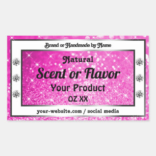 Lichtroze glitter Sparkle Stars Productlabels Rechthoekige Sticker