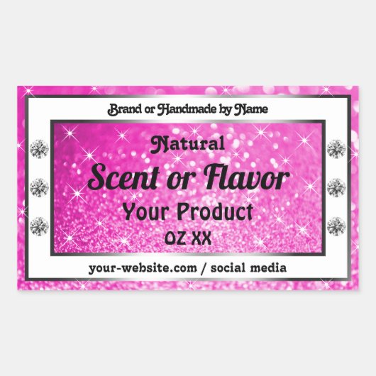 Lichtroze glitter Sparkle Stars Productlabels Rechthoekige Sticker (Voorkant)