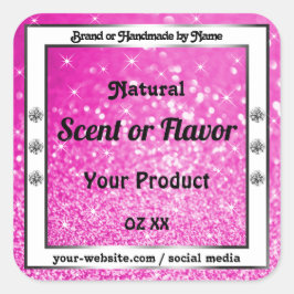 Lichtroze glitter Sparkle Stars Productlabels Vierkante Sticker