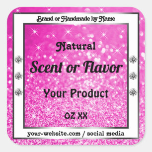Lichtroze glitter Sparkle Stars Productlabels Vierkante Sticker